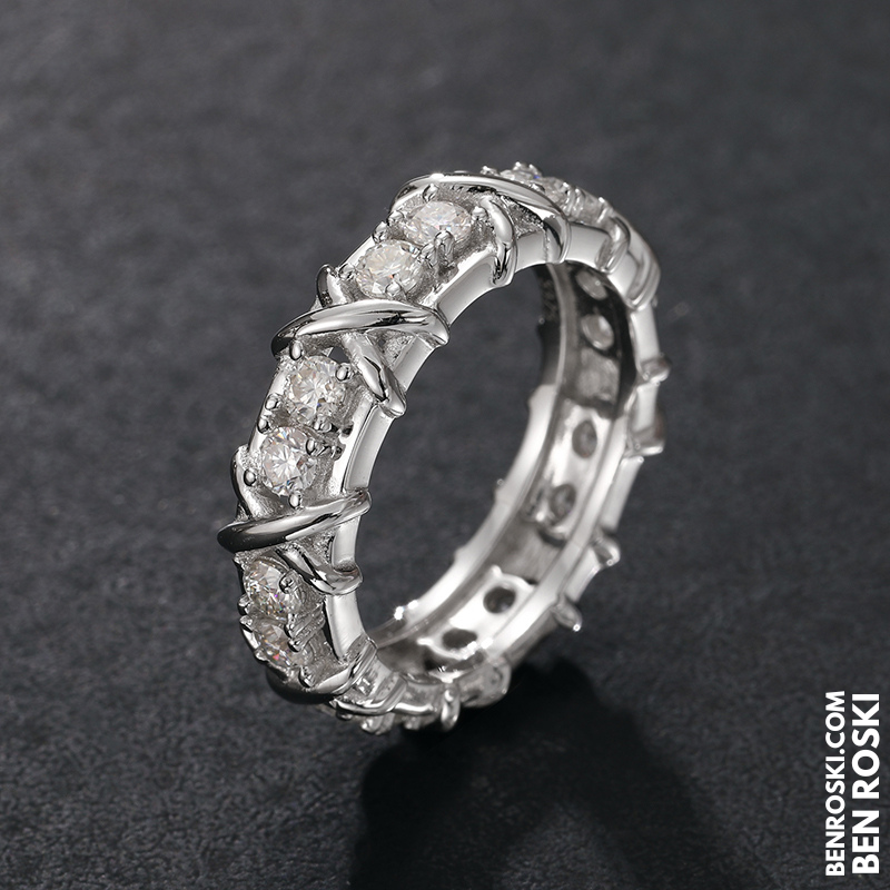 Criss-Cross Eternity Band Stuhrling Silver or Gold & Rose Gold | VVS Moissanite | GRA Certified