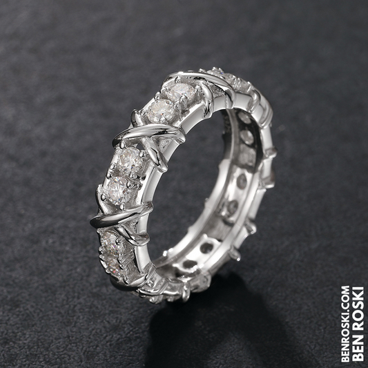 Criss-Cross Eternity Band Stuhrling Silver or Gold & Rose Gold | VVS Moissanite | GRA Certified