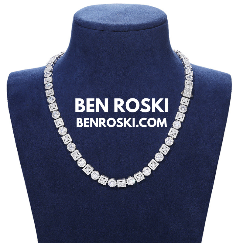 Moissanite Cluster Link Chain Sterling Silver | GRA Certified