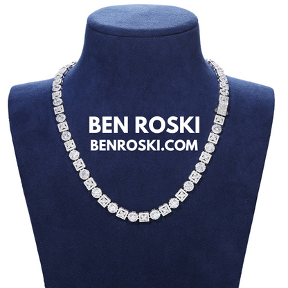 Moissanite Cluster Link Chain Sterling Silver | GRA Certified