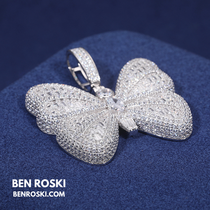 Butterfly Pendant Sterling Silver or Gold / Rose Gold Plated | VVS Moissanite | GRA Certified