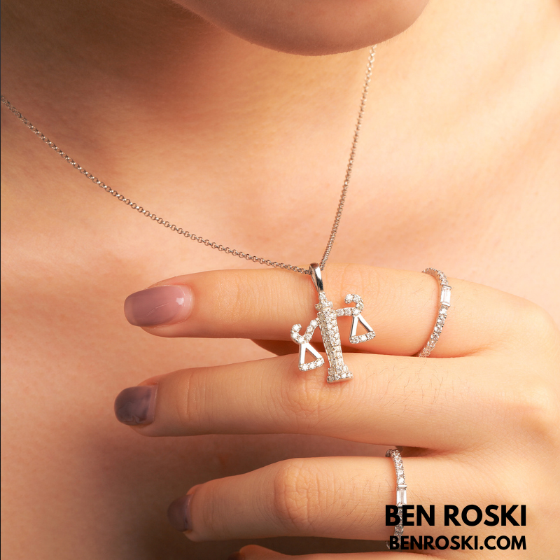 Scales of Justice Pendant Sterling Silver, Gold, or Rose Gold | VVS Moissanite | GRA Certified
