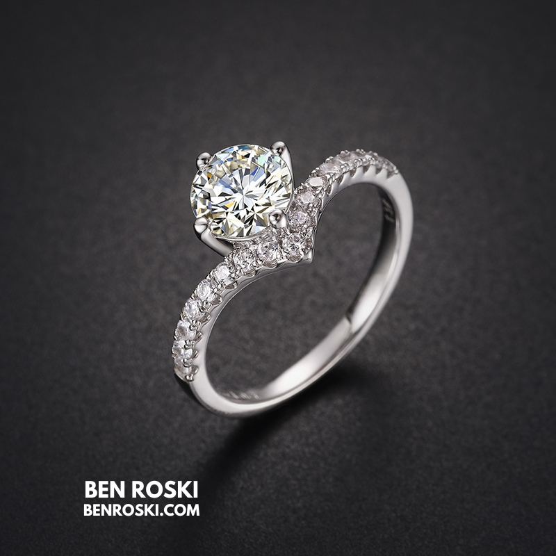 Moissanite Solitaire Halo Ring Sterling  Silver, Gold, or Rose Gold | VVS Moissanite | GRA Certified