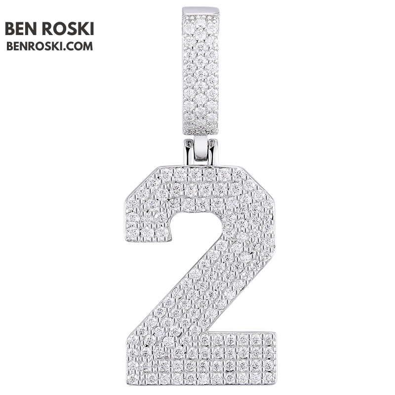 Custom Number Pendant Sterling Silver, Gold, or Rose Gold | VVS Moissanite | GRA Certified