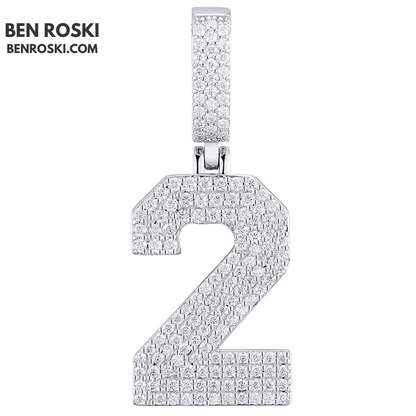 Custom Number Pendant Sterling Silver, Gold, or Rose Gold | VVS Moissanite | GRA Certified