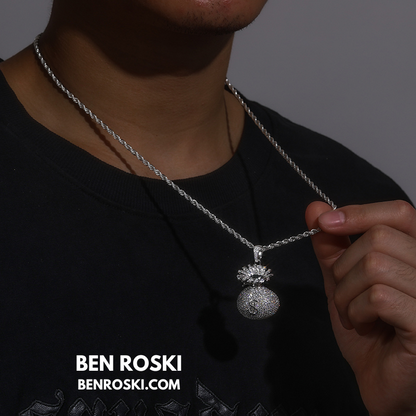 Money Bag Pendant Sterling Silver, Gold  & Rose Gold Plated | VVS Moissanite | GRA Certified