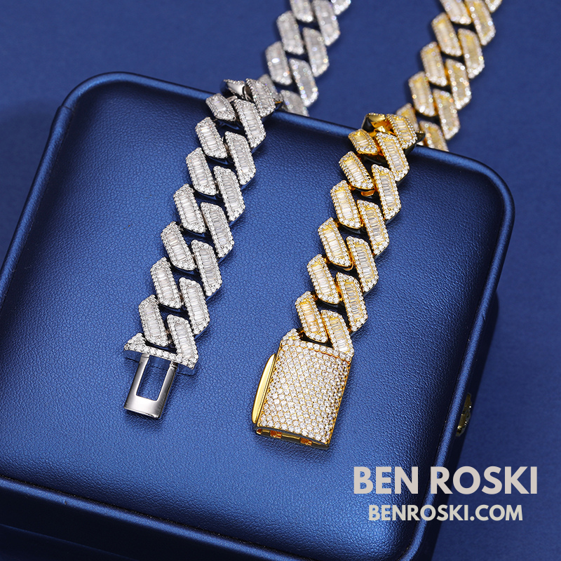 Iced Cuban Link Chain Sterling Silver Multiple Width Options | Moissanite