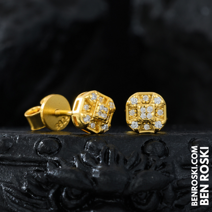 Cushion Cluster Stud Earrings Sterling Silver or Gold Plated or Rose Gold | VVS Moissanite | GRA Certified