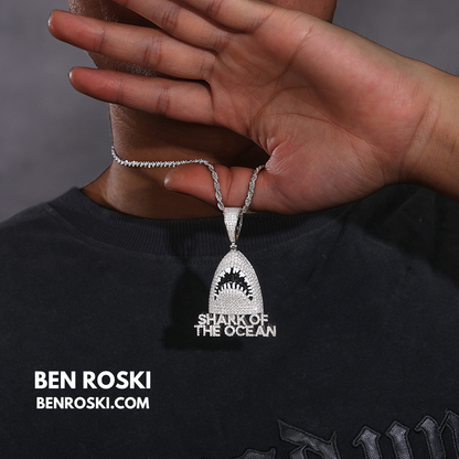 Shark of the Ocean Pendant Sterling Silver, Gold & Rose Gold Plated | VVS Moissanite | GRA Certified