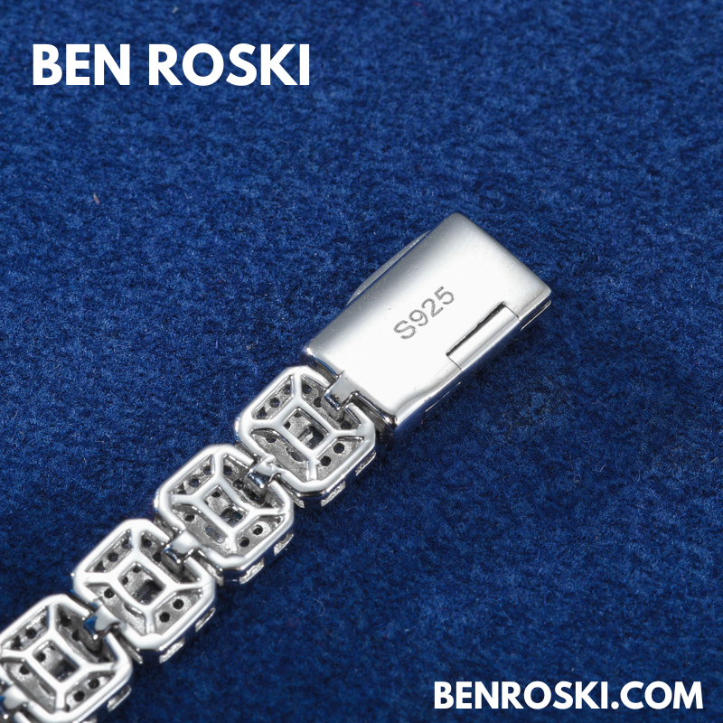 Square Moissanite Cluster Bracelet Sterling Silver | Gold & Rose Gold Plated | GRA Certified