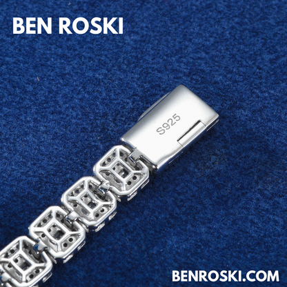 Square Moissanite Cluster Bracelet Sterling Silver | Gold & Rose Gold Plated | GRA Certified