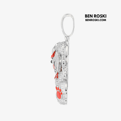 Evil Teddy Bear Pendant Sterling Silver or Gold / Rose Gold Plated | VVS Moissanite | GRA Certified