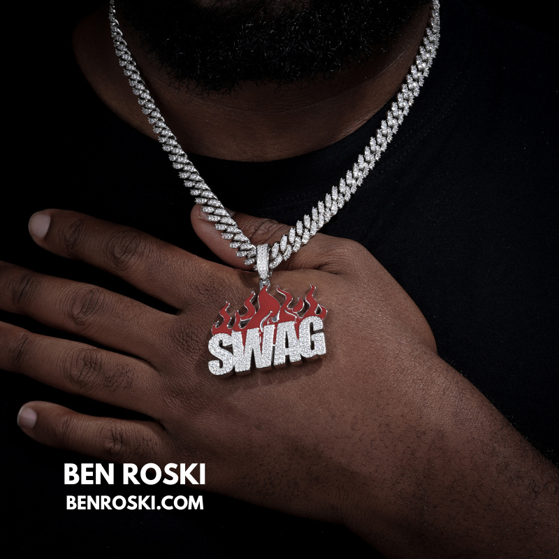 SWAG Flame Pendant Sterling Silver or Gold/Rose Gold Plated | VVS Moissanite | GRA Certified