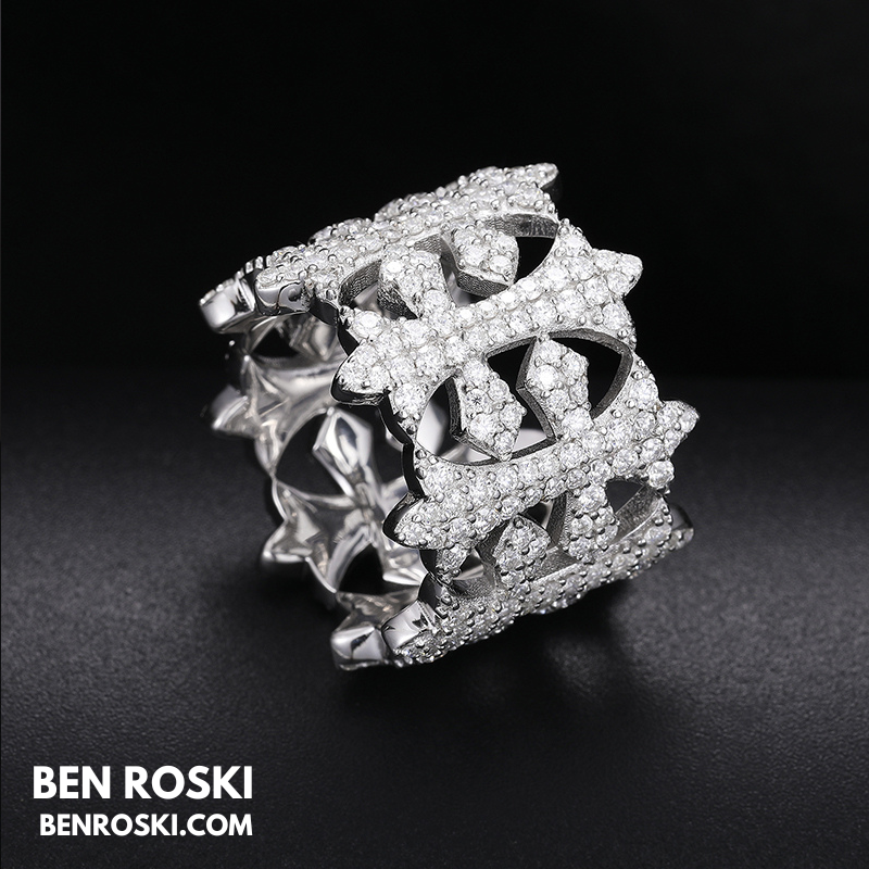 Fleur-de-Lis Moissanite Ring Sterling Silver, Gold & Rose Gold | VVS Moissanite | GRA Certified