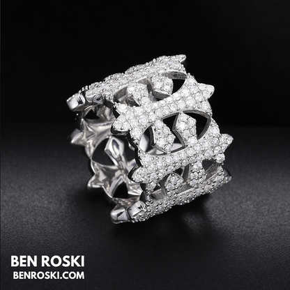 Fleur-de-Lis Moissanite Ring Sterling Silver, Gold & Rose Gold | VVS Moissanite | GRA Certified