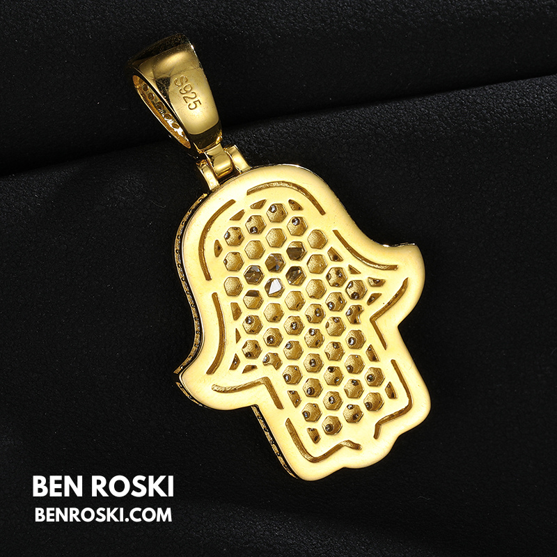 Hamsa Hand Moissanite Pendant Sterling Silver, Gold & Rose Gold | VVS Moissanite | GRA Certified