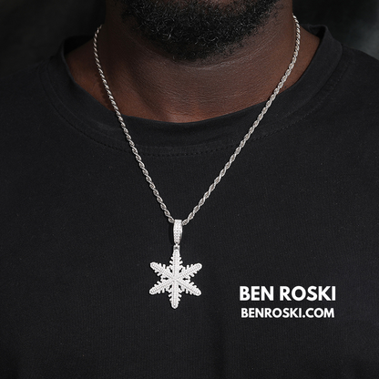 Iced Snowflake Pendant Sterling Silver or Gold/Rose Gold Plated | VVS Moissanite | GRA Certified