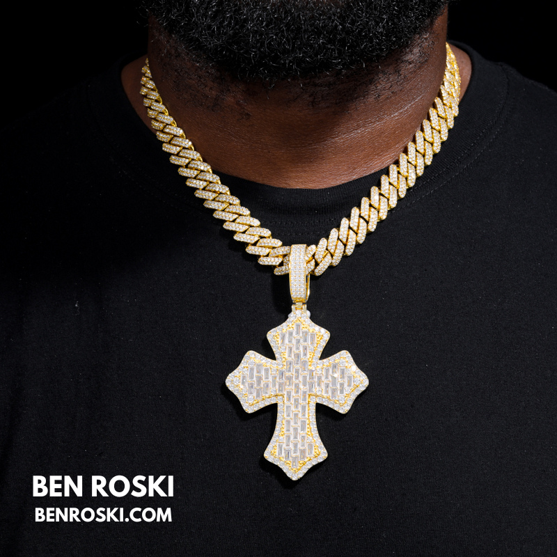 Moissanite Cross Pendant Sterling Silver or Gold & Rose Gold Plated | VVS Moissanite | GRA Certified