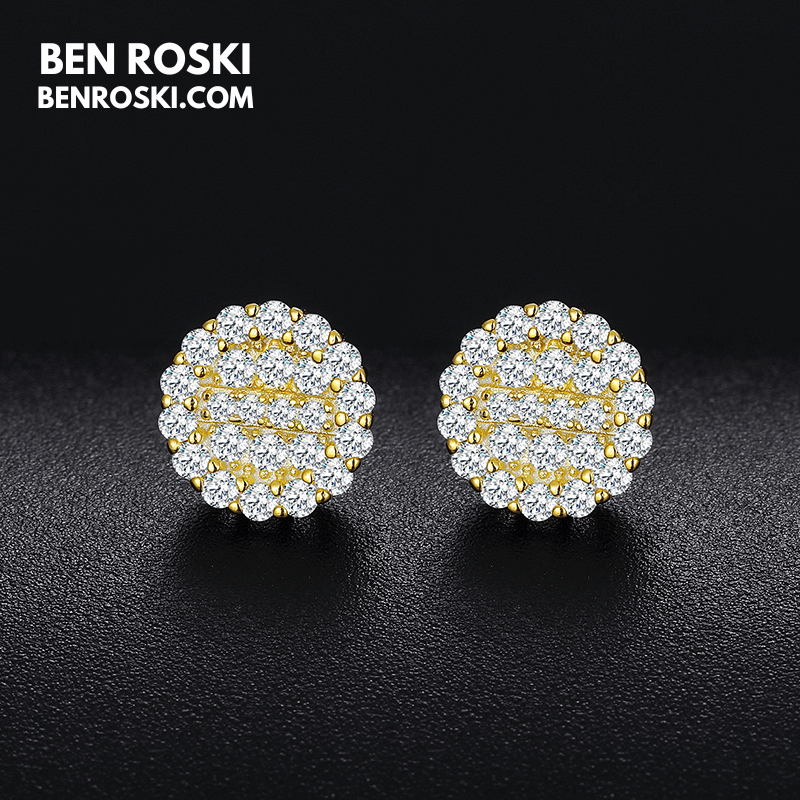 Round Cluster Stud Earrings Sterling Silver, Gold, or Rose Gold | VVS Moissanite | GRA Certified