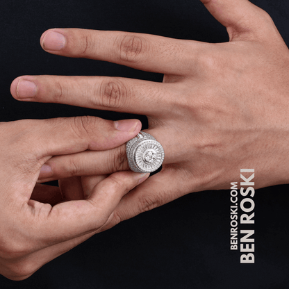 Round Baguette Cluster Ring – 21MM Width | VVS1 Moissanite | GRA Certified