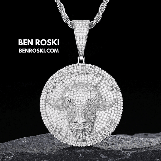 Bull Head Moissanite Pendant – 60MM Height | VVS1 Moissanite | GRA Certified