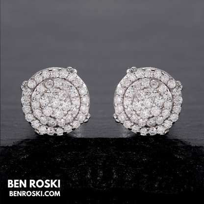 Round Cluster Stud Earrings Sterling Silver, Gold, or Rose Gold | VVS Moissanite | GRA Certified