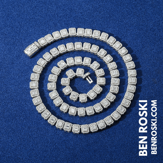 Square Cluster Moissanite Chain – 7MM Width | 20 Inch | 45.95g | GRA Certified