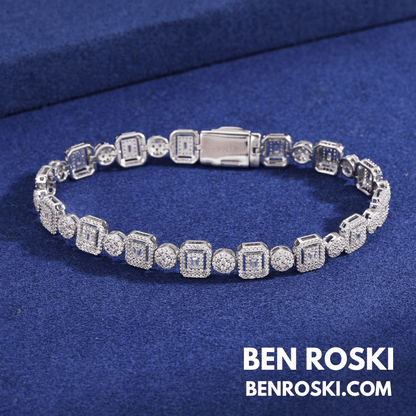 Square Cluster Link Bracelet – 8MM Width | VVS1 Moissanite | GRA Certified