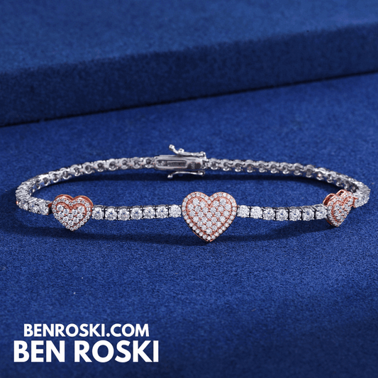 Heart Moissanite Tennis Bracelet – 12MM | 7–8 Inch | 12.28g | S925 Silver, Gold, or Rose Gold | VVS1 Moissanite | GRA Certified