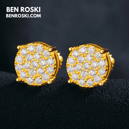 Round Cluster Stud Earrings – VVS1 Moissanite | GRA Certified