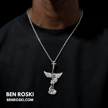 Archangel Michael Pendant – 77MM Height |  VVS1 Moissanite | GRA Certified