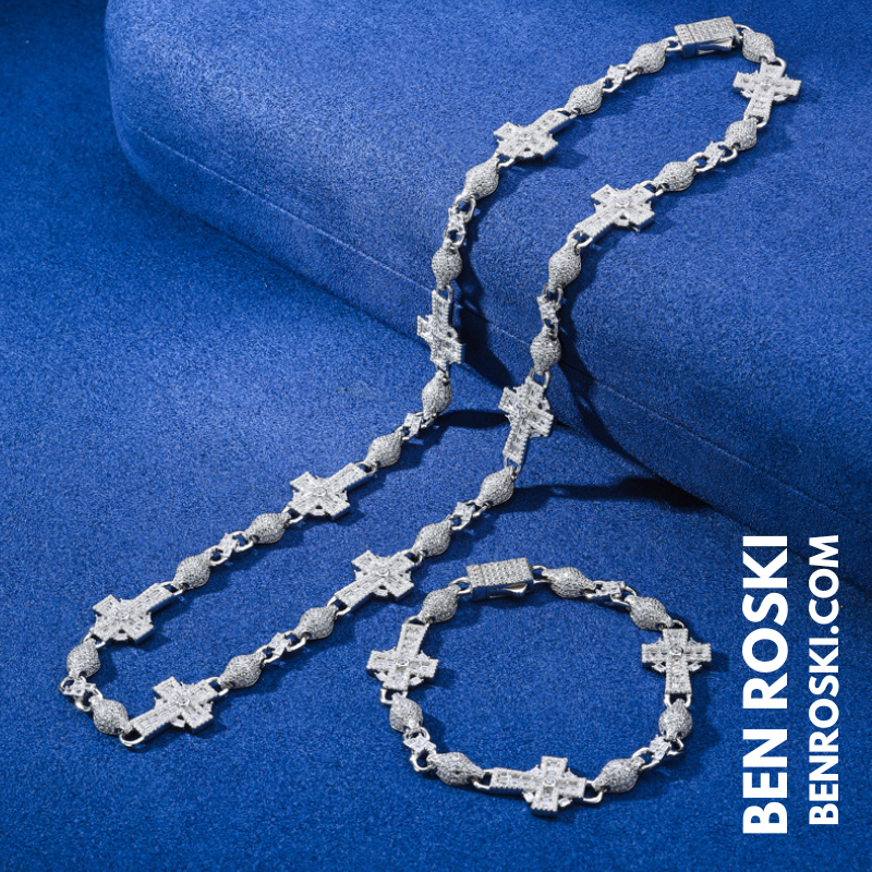 Cross Link Moissanite Necklace Sterling Silver, Gold & Rose Gold | GRA Certified