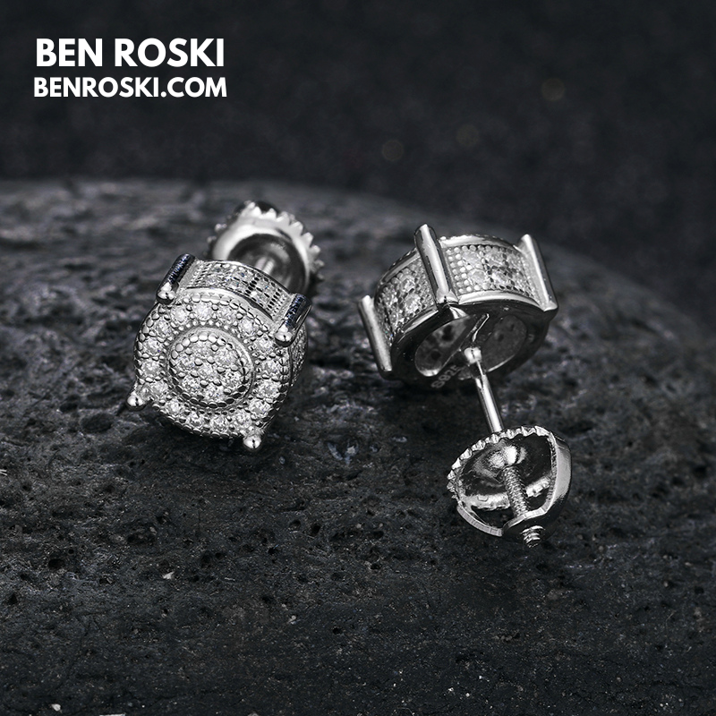 Round Cluster Stud Earrings Sterling Silver, Gold, or Rose Gold | VVS Moissanite | GRA Certified