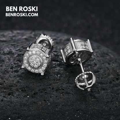 Round Cluster Stud Earrings Sterling Silver, Gold, or Rose Gold | VVS Moissanite | GRA Certified