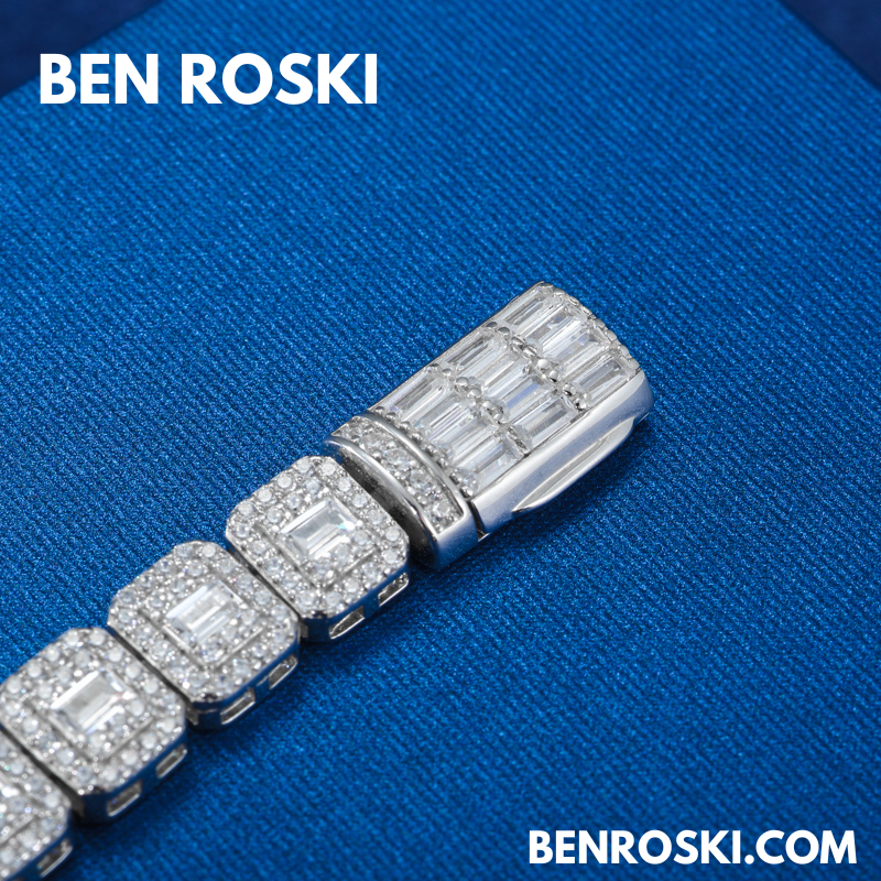 Square Moissanite Cluster Bracelet Sterling Silver | Gold & Rose Gold Plated | GRA Certified