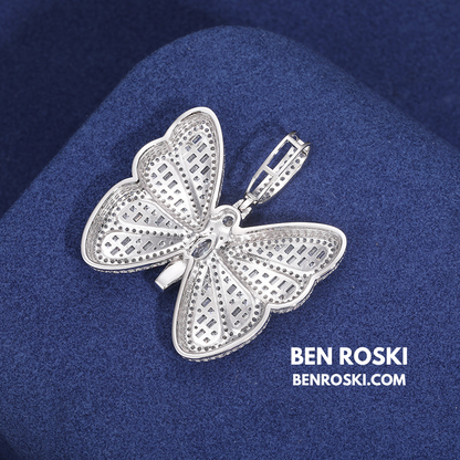 Butterfly Pendant Sterling Silver or Gold / Rose Gold Plated | VVS Moissanite | GRA Certified