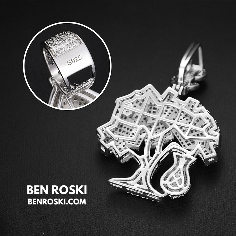 Money Tree Pendant Sterling Silver or Gold/Rose Gold Plated | VVS Moissanite | GRA Certified