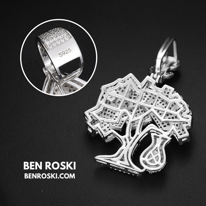 Money Tree Pendant Sterling Silver or Gold/Rose Gold Plated | VVS Moissanite | GRA Certified