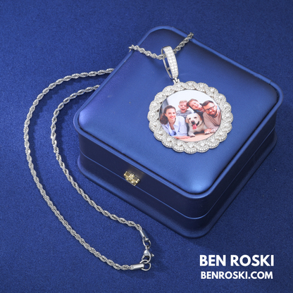 Custom Moissanite Photo Pendant Sterling Silver or Gold/Rose Gold Plated | VVS Moissanite | GRA Certified