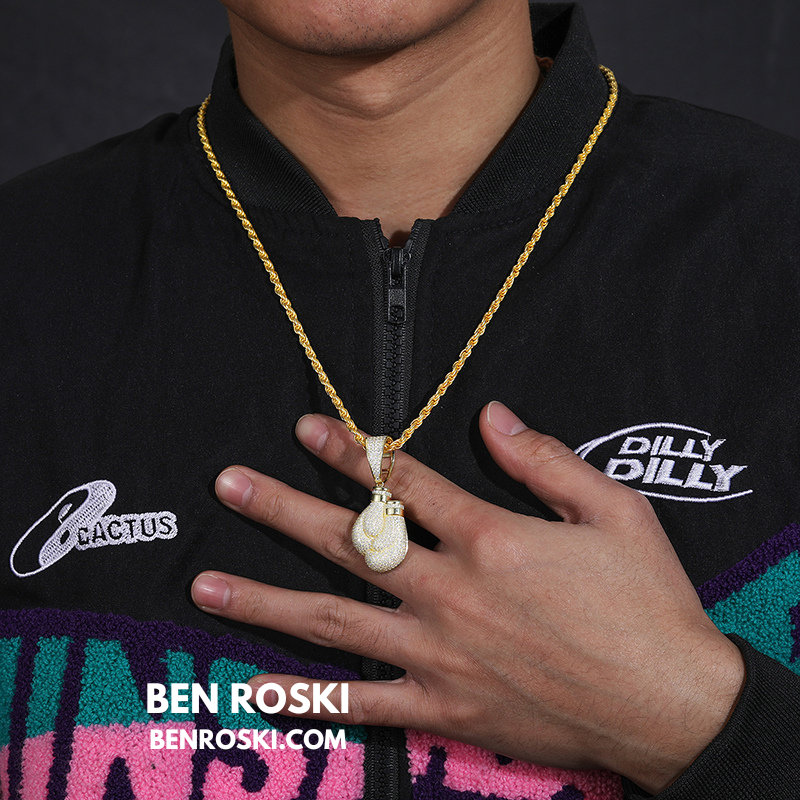 Boxing Gloves Pendant Sterling Silver, Gold & Rose Gold | VVS Moissanite | GRA Certified