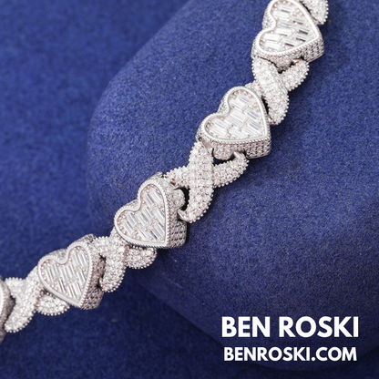 Heart Link Moissanite Necklace Sterling Silver, Gold & Rose Gold | GRA Certified