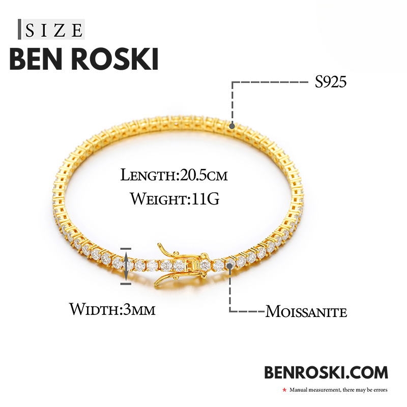 Moissanite Tennis Bracelet – 3MM / 4MM | 7–8 Inch | Silver, Gold & Rose Gold | VVS1 Moissanite | GRA Certified