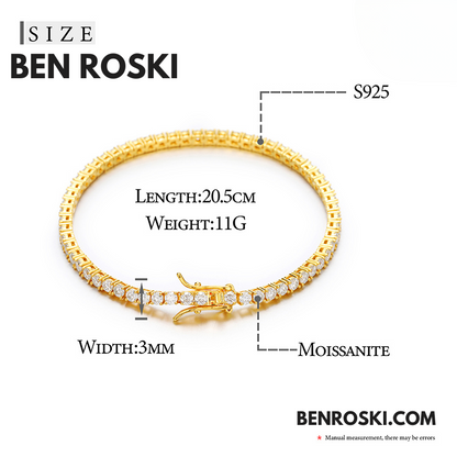 Moissanite Tennis Bracelet – 3MM / 4MM | 7–8 Inch | Silver, Gold & Rose Gold | VVS1 Moissanite | GRA Certified