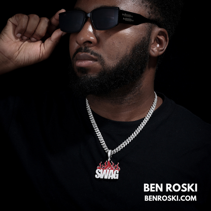 SWAG Flame Pendant Sterling Silver or Gold/Rose Gold Plated | VVS Moissanite | GRA Certified