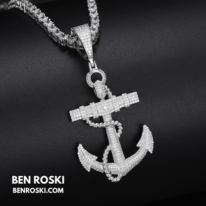 Anchor Pendant Sterling Silver, Gold & Rose Gold | VVS Moissanite | GRA Certified
