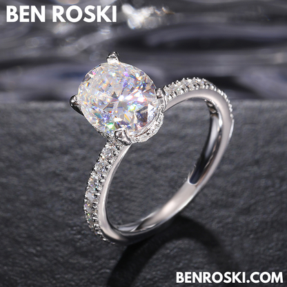 Classic Moissanite Engagement Ring Sterling Silver, Gold, or Rose Gold | VVS1 Moissanite | GRA Certified