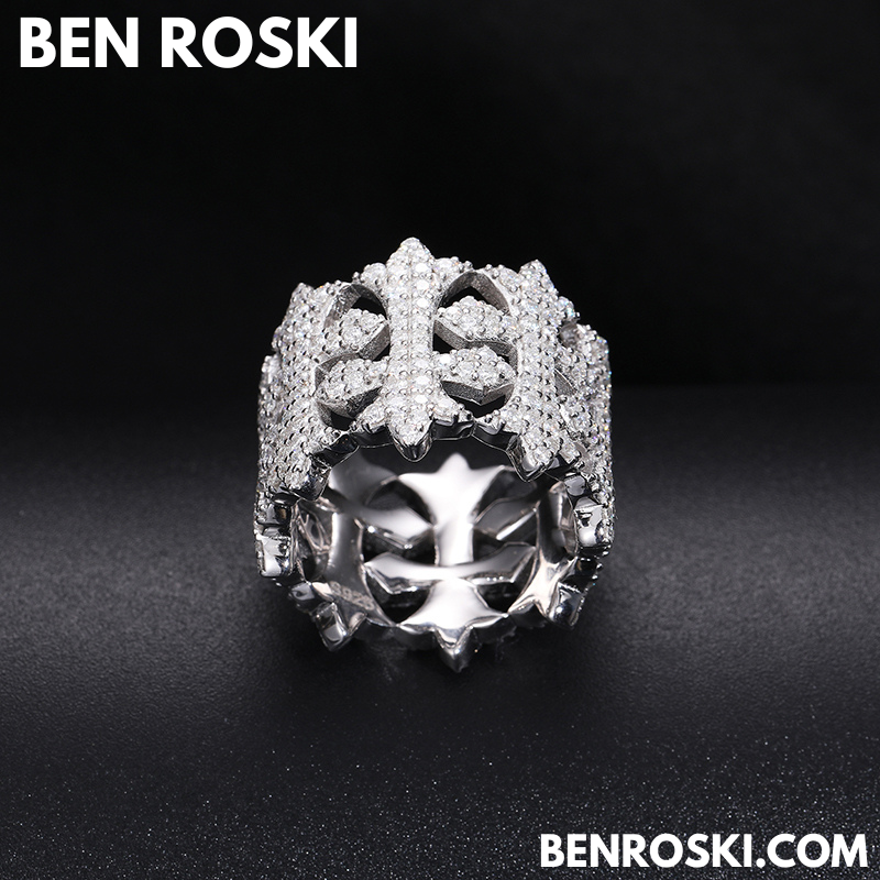 Fleur-de-Lis Moissanite Ring Sterling Silver, Gold & Rose Gold | VVS Moissanite | GRA Certified