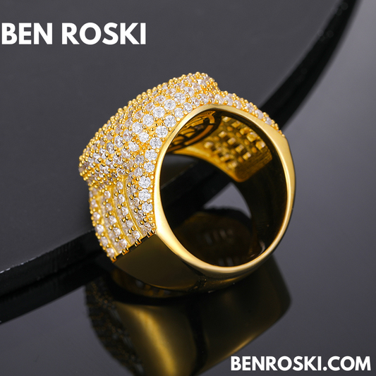 Baguette & Round Moissanite Statement Ring Sterling Silver, Gold & Rose Gold Plated | Sizes 9, 10, 11 | GRA Certified