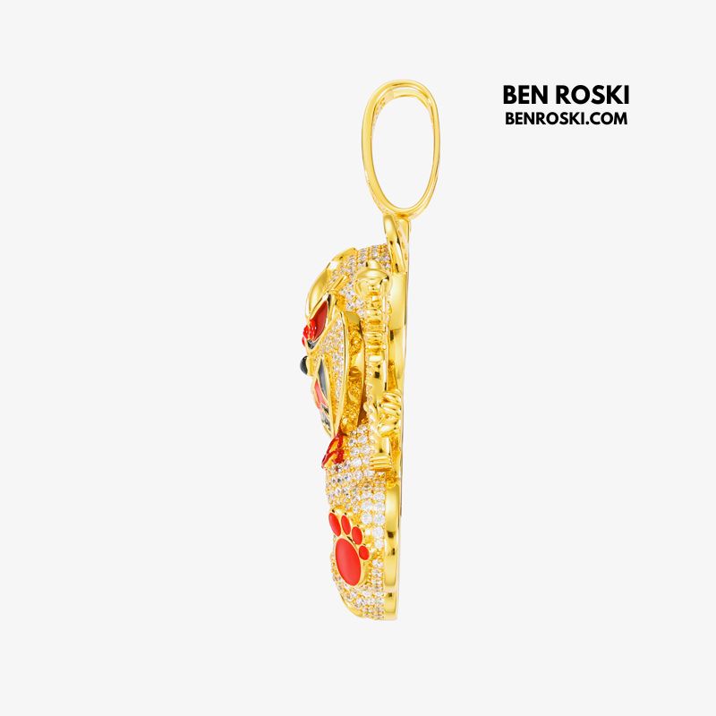 Evil Teddy Bear Pendant Sterling Silver or Gold / Rose Gold Plated | VVS Moissanite | GRA Certified