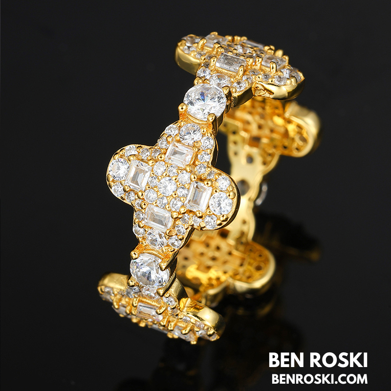 Luxury Moissanite Cross-Link Band Sterling Silver or Gold / Rose Gold Plated | VVS Moissanite | GRA Certified